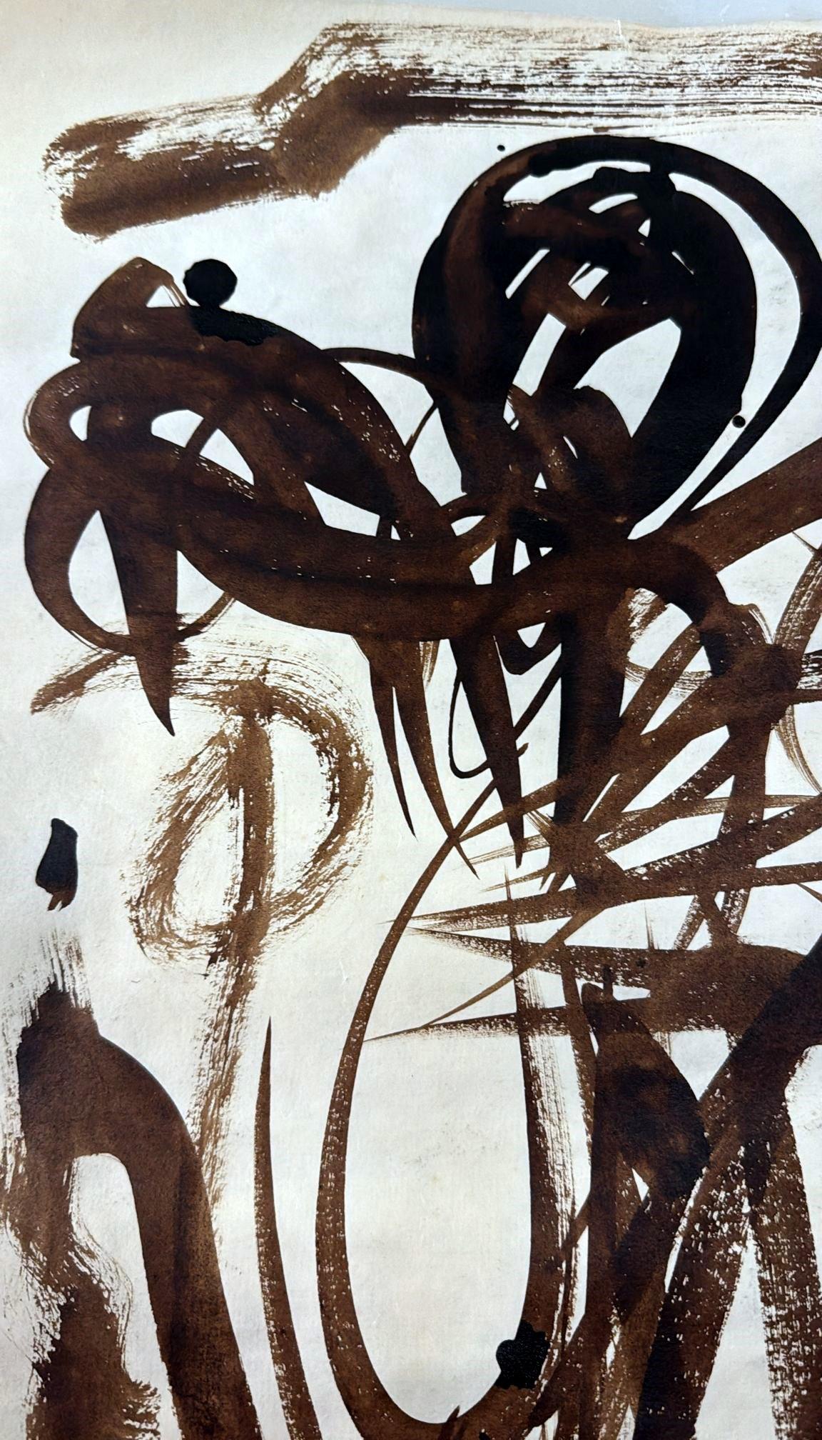 Abstract Drawing On Textured Paper In Good Condition For Sale In Prato, Tuscany