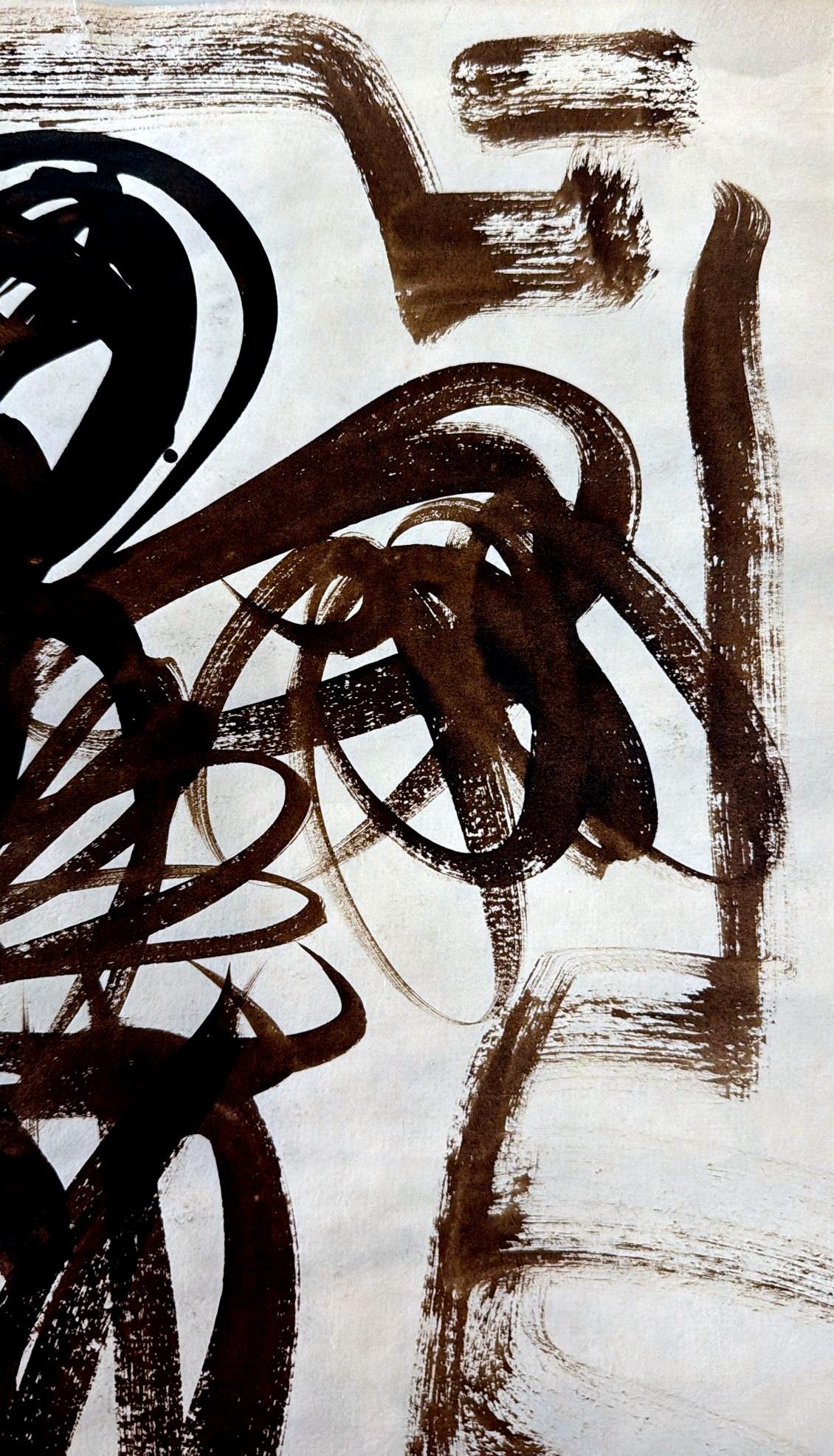 20th Century Abstract Drawing On Textured Paper For Sale