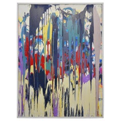 Abstract Drip Painting on Canvas by John Frates, Blue Song, 2015