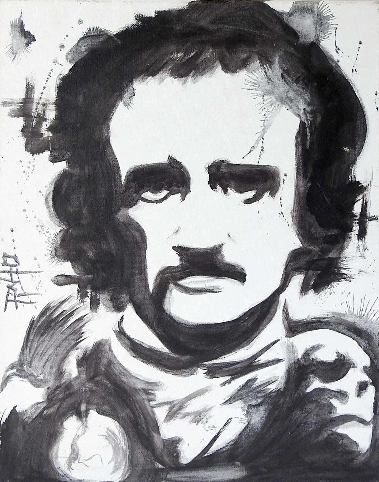 Modern Abstract Edgar Allan Poe Portrait Painting For Sale
