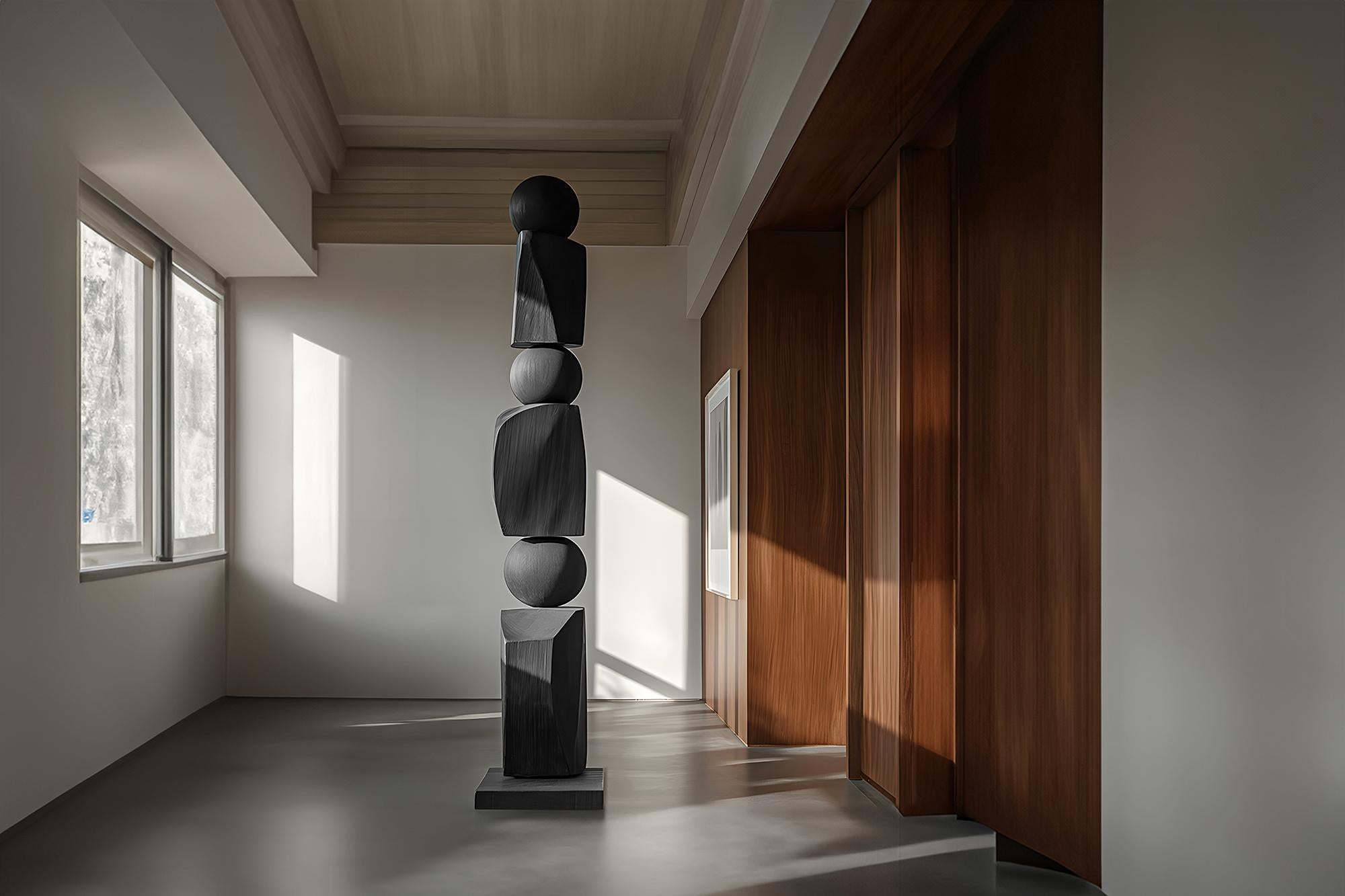Abstrakte Eleganz, dunkles, elegantes schwarzes Massivholz von Escalona, Still Stand No98 (Mexikanisch) im Angebot