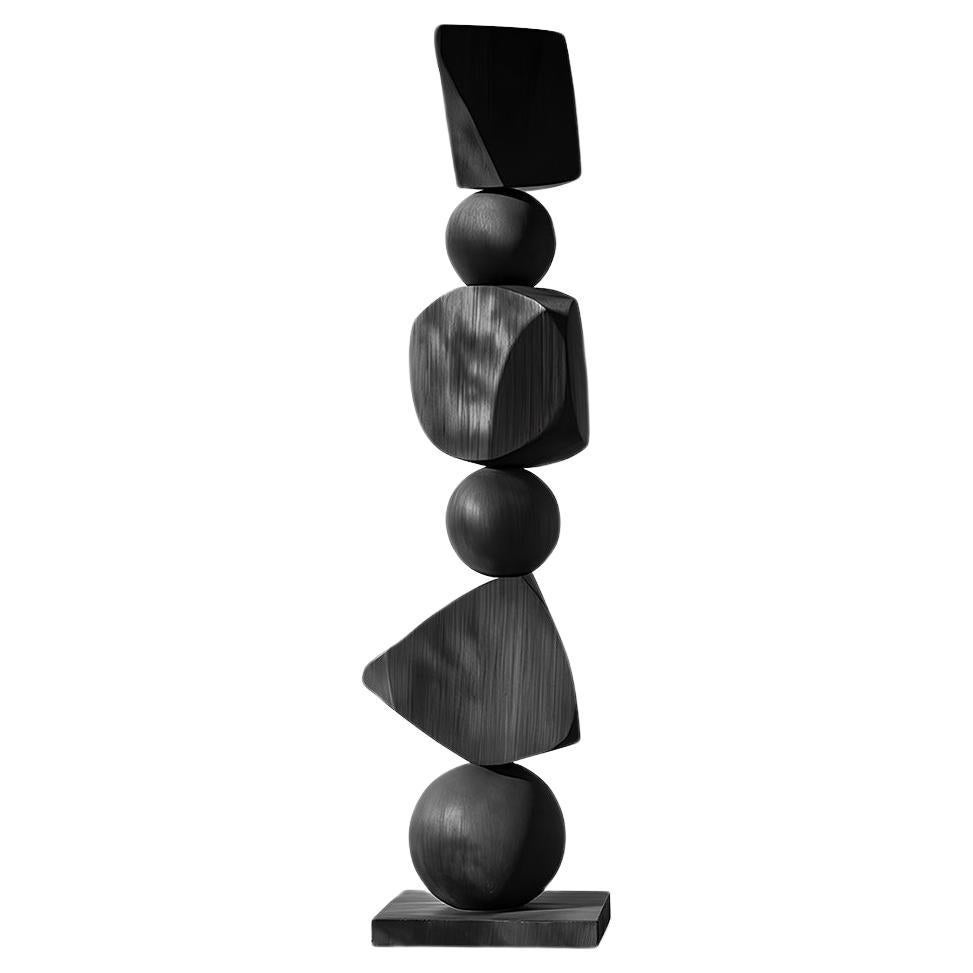 Abstrakte Eleganz, dunkles, elegantes schwarzes Massivholz von Escalona, Still Stand No98 im Angebot
