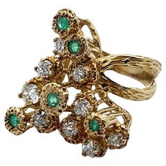 Abstract Emerald and Diamond Ring