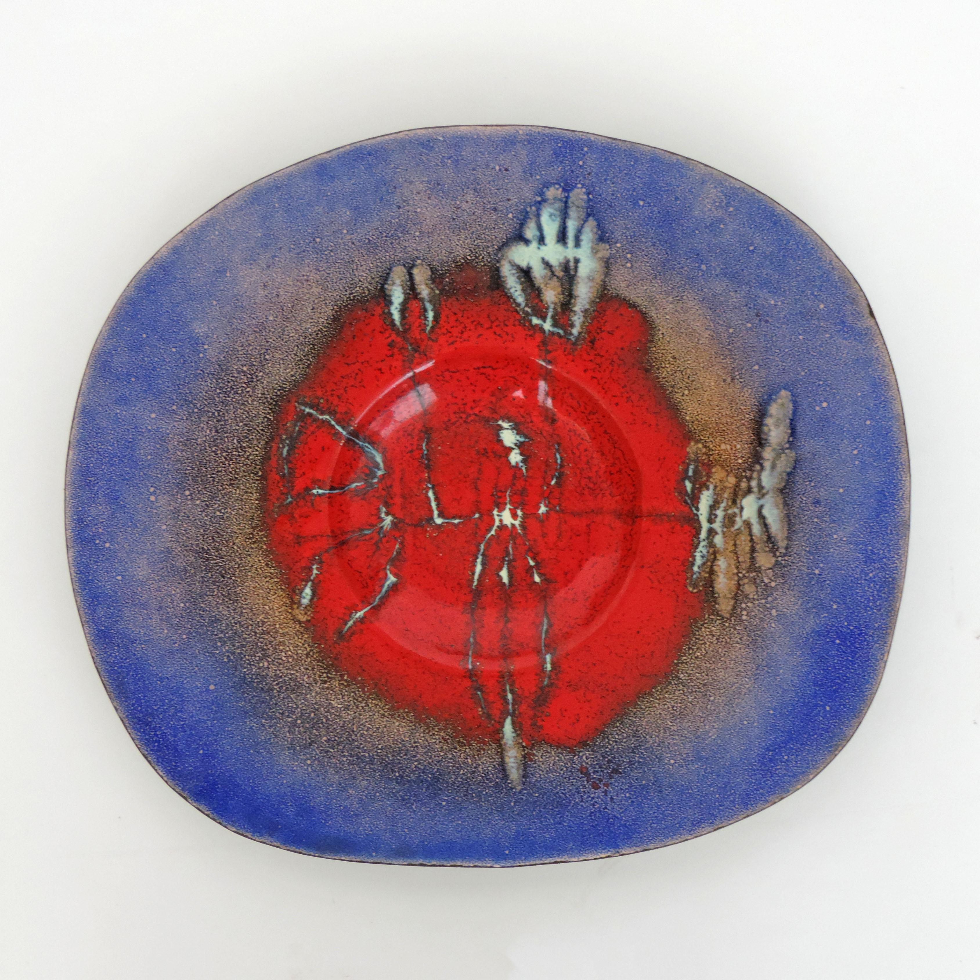 Mid-Century Modern Abstract Enamel on Copper Bowl, Italy, 1950s For Sale