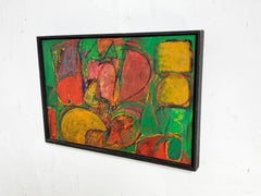 Peinture moderniste anglaise abstraite de Peter Daglish intitulée "Exit", datée de 1962