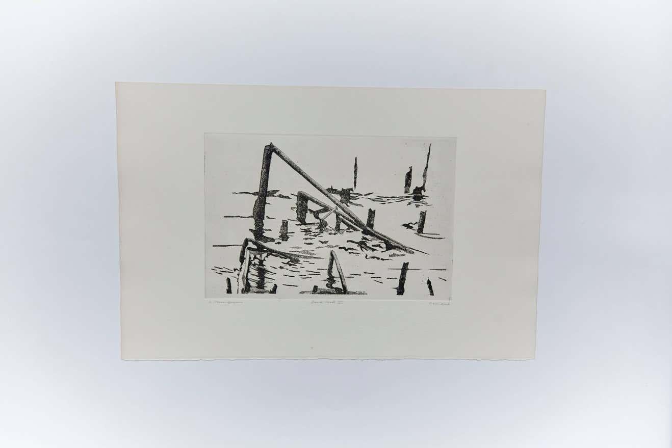 Abstract etching, Holland, circa 1980.
Unknown artist.

In original condition.