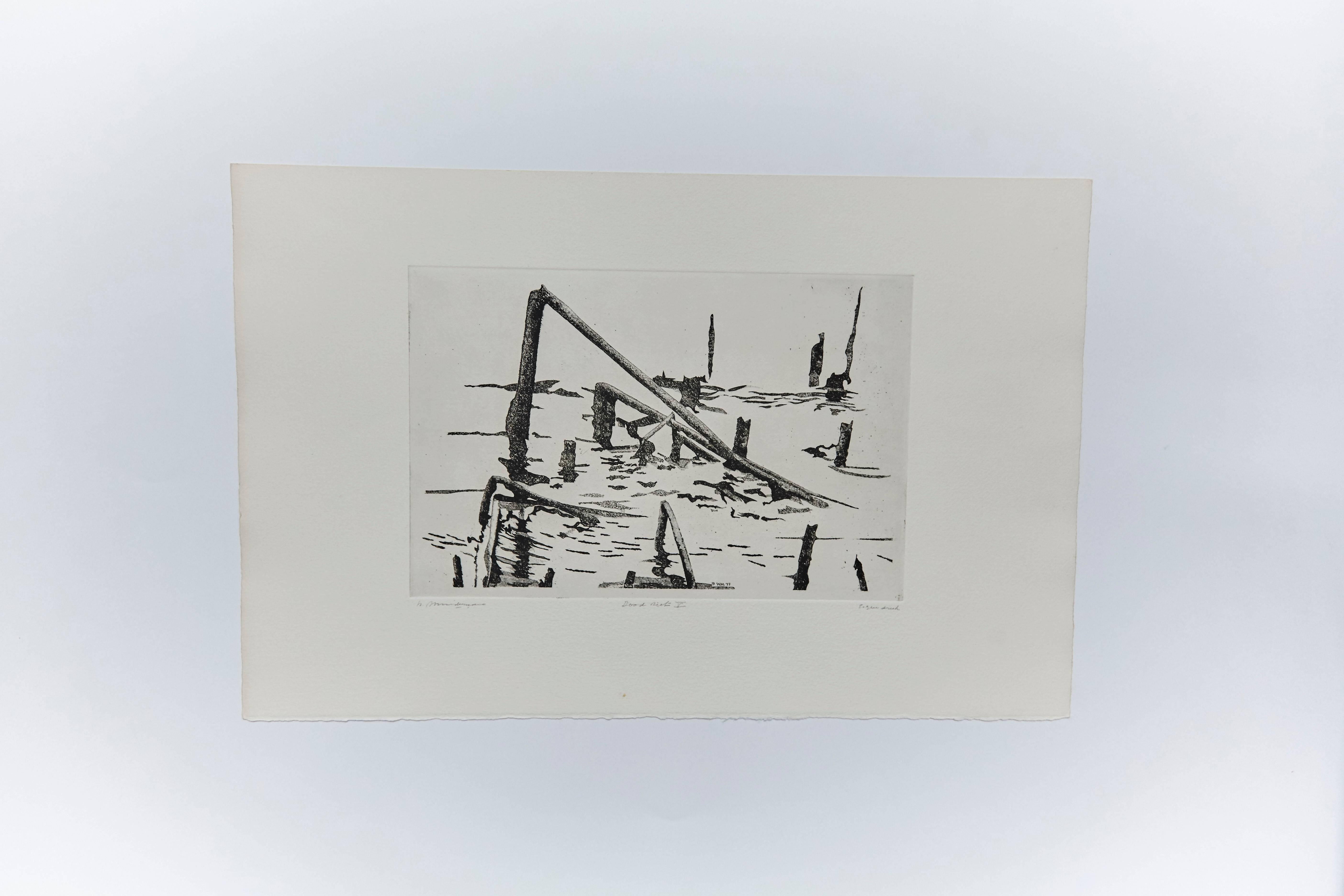 Dutch Abstract Etching by Unknown Artist, Holland, circa 1980
