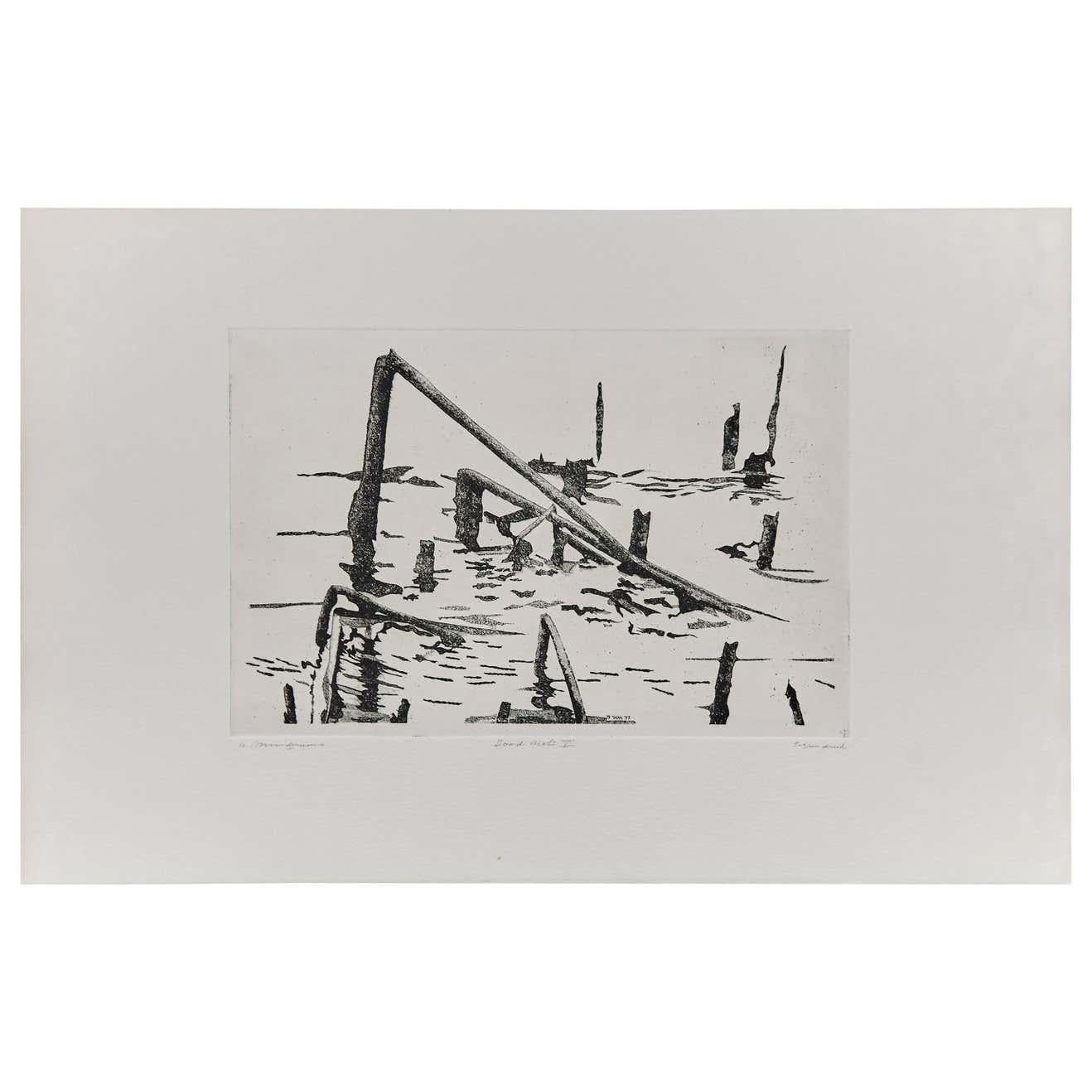 Late 20th Century Abstract Etching by Unknown Artist, Holland, circa 1980 For Sale