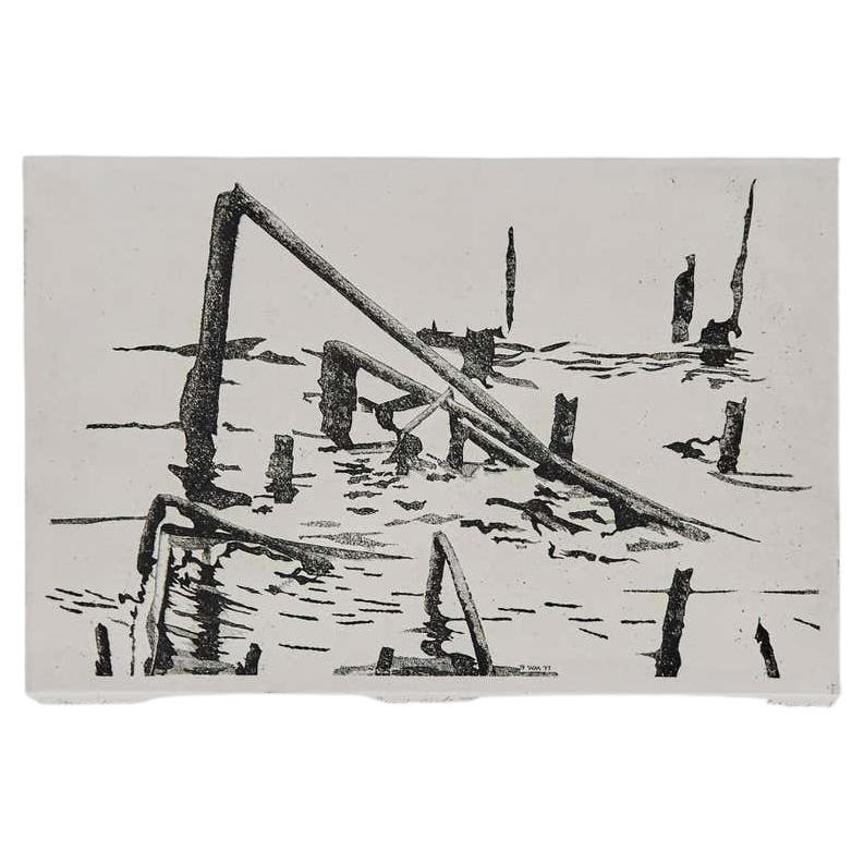 Abstract Etching by Unknown Artist, Holland, circa 1980 For Sale