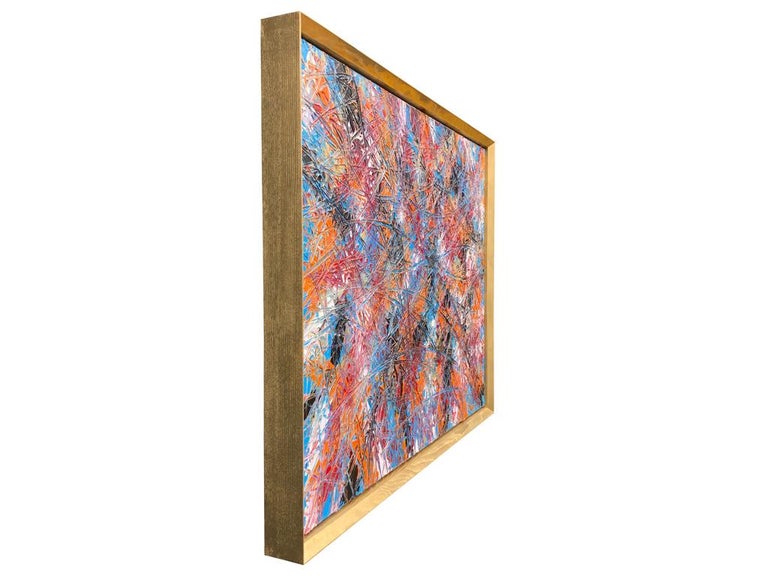 Abstract Expressionism Acrylic Painting Deeply Textured, Orange Blue Black In New Condition For Sale In Toronto, Ontario