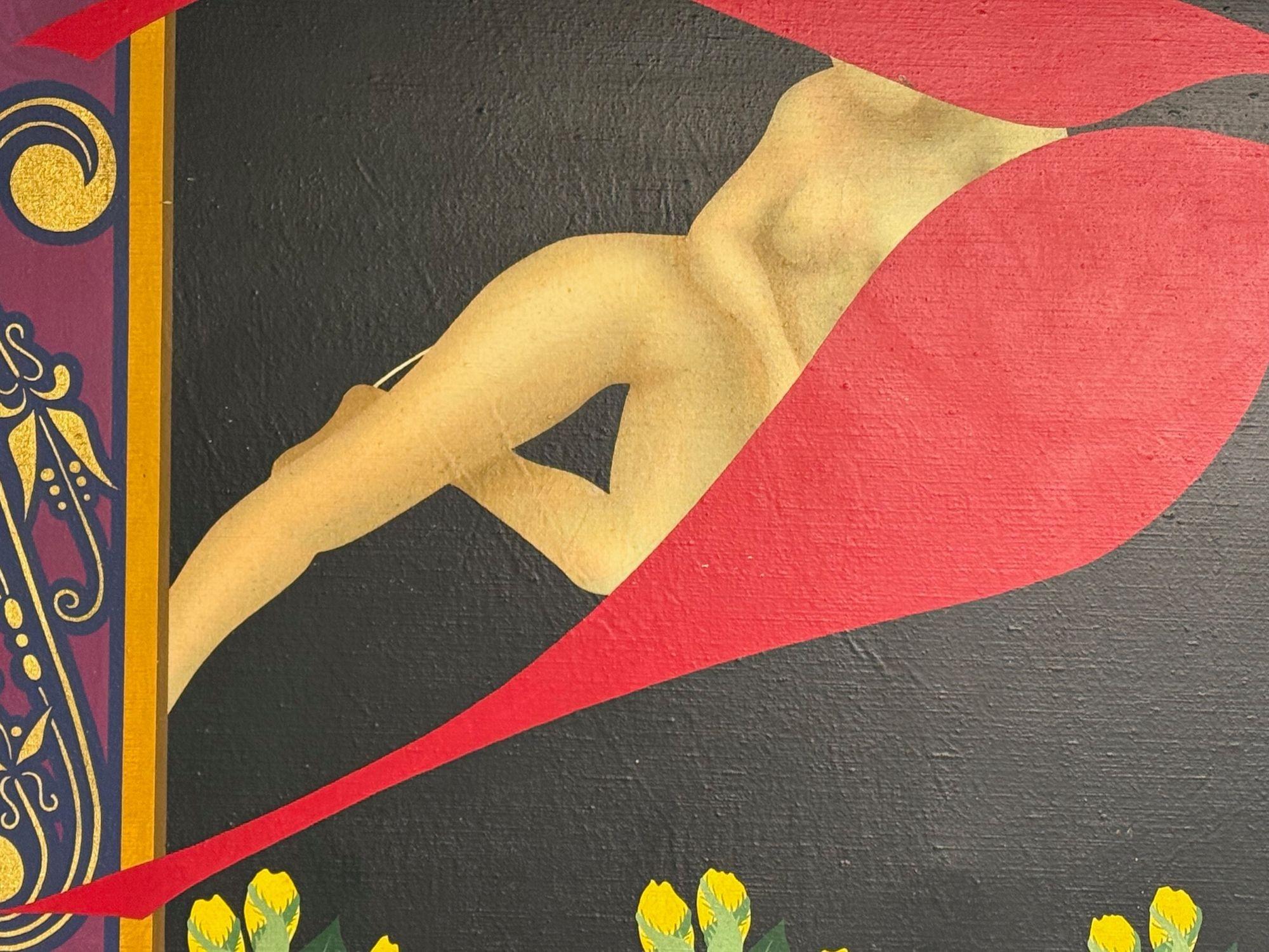 20th Century Abstract Expressionism, Contemporary, Large Black Painting, Nude Motif, 20th C. For Sale