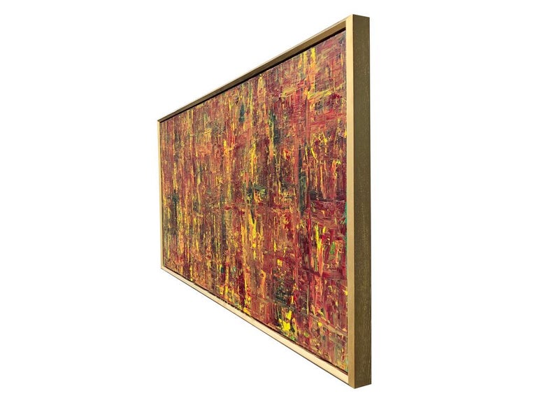 Abstract Expressionist Acrylic Painting On Canvas Gold Wood Frame Red Yellow For Sale 4