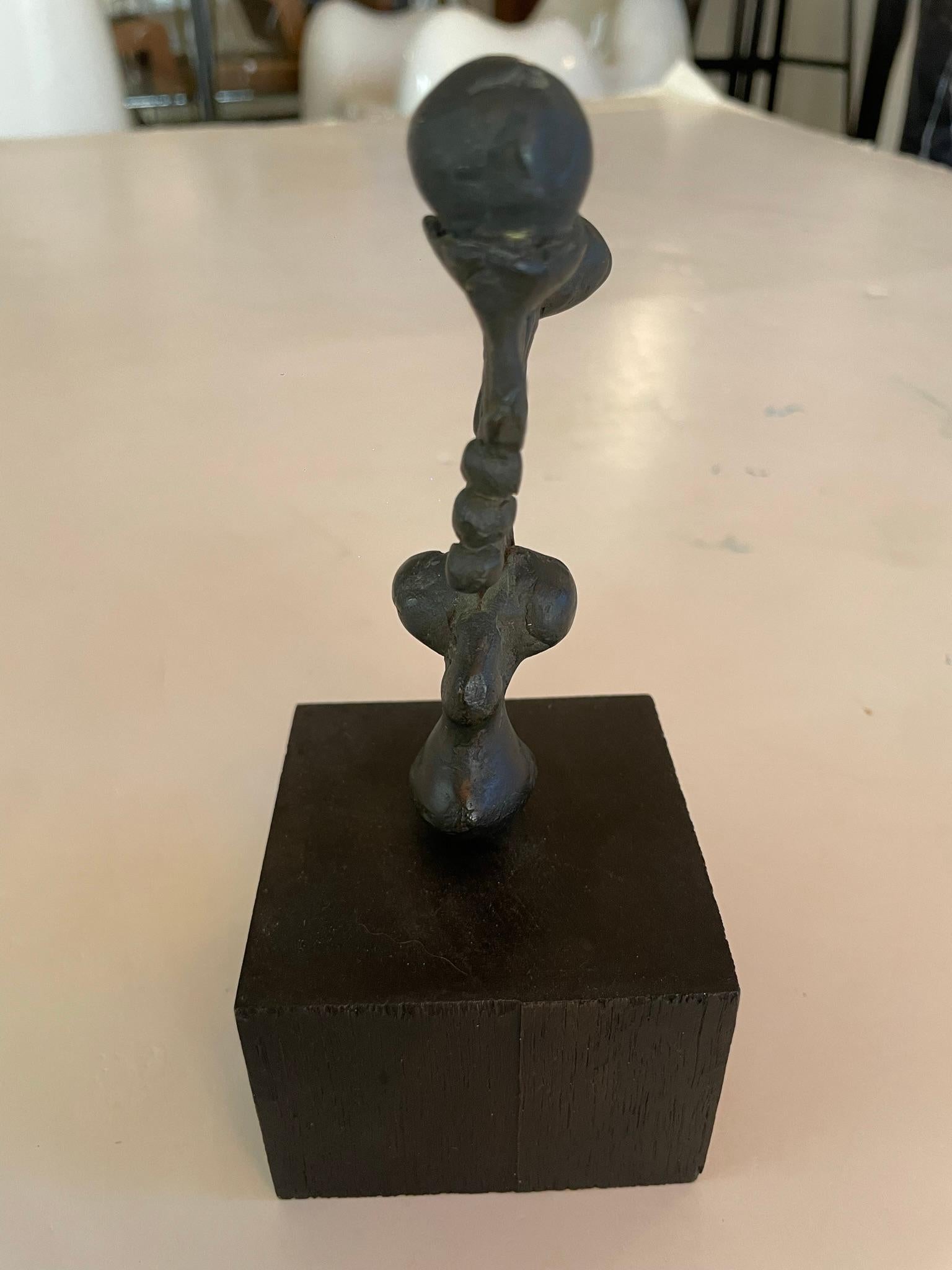 French Abstract Expressionist Bronze Sculpture on Wood Base, France, 1930s For Sale