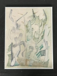 Abstract Expressionist Cactus Desert Watercolor on Paper, J. Toor, 1973