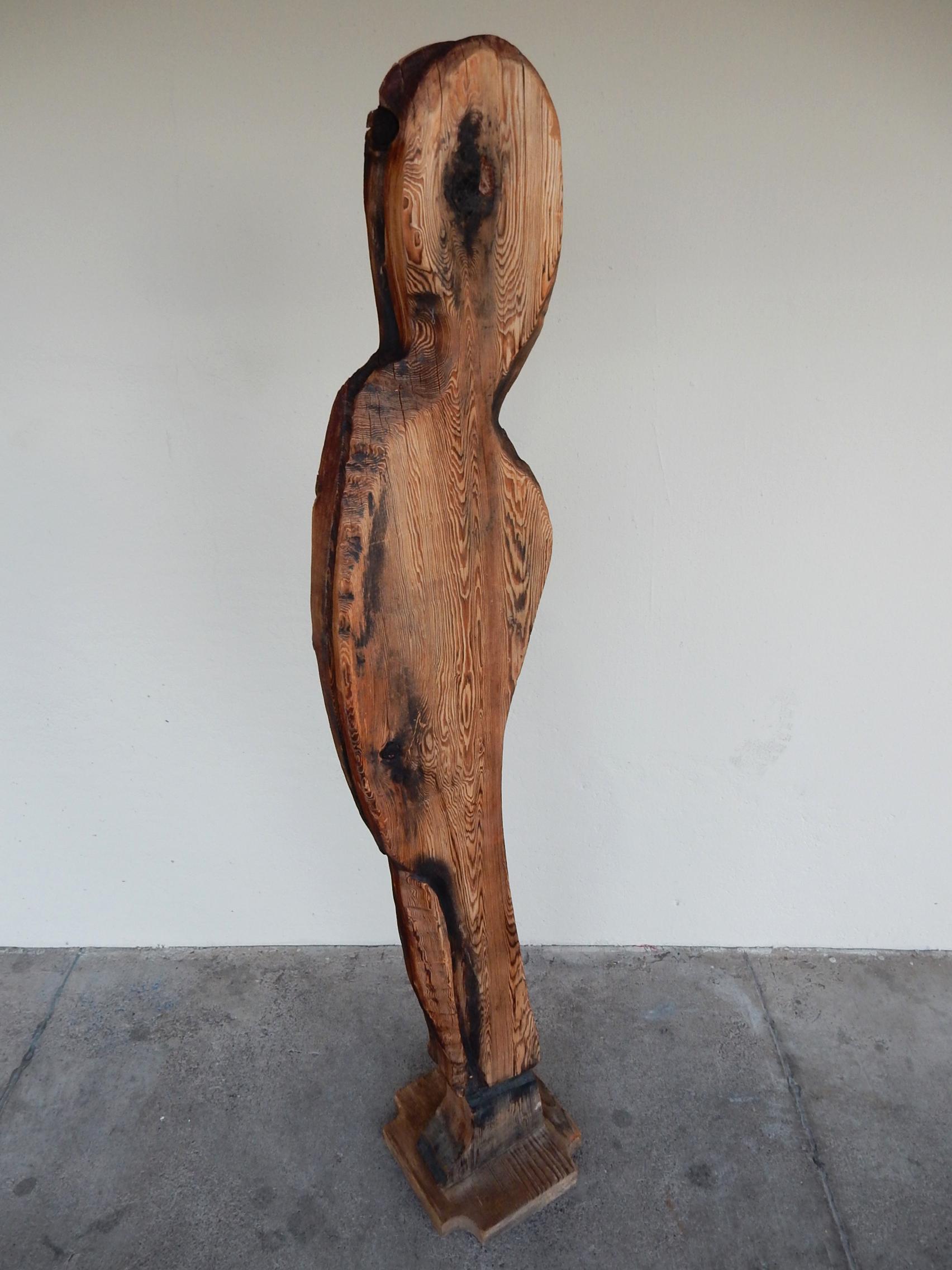 Mid-Century Modern Abstract Expressionist Carved Wood Floor Sculpture, 1950s
