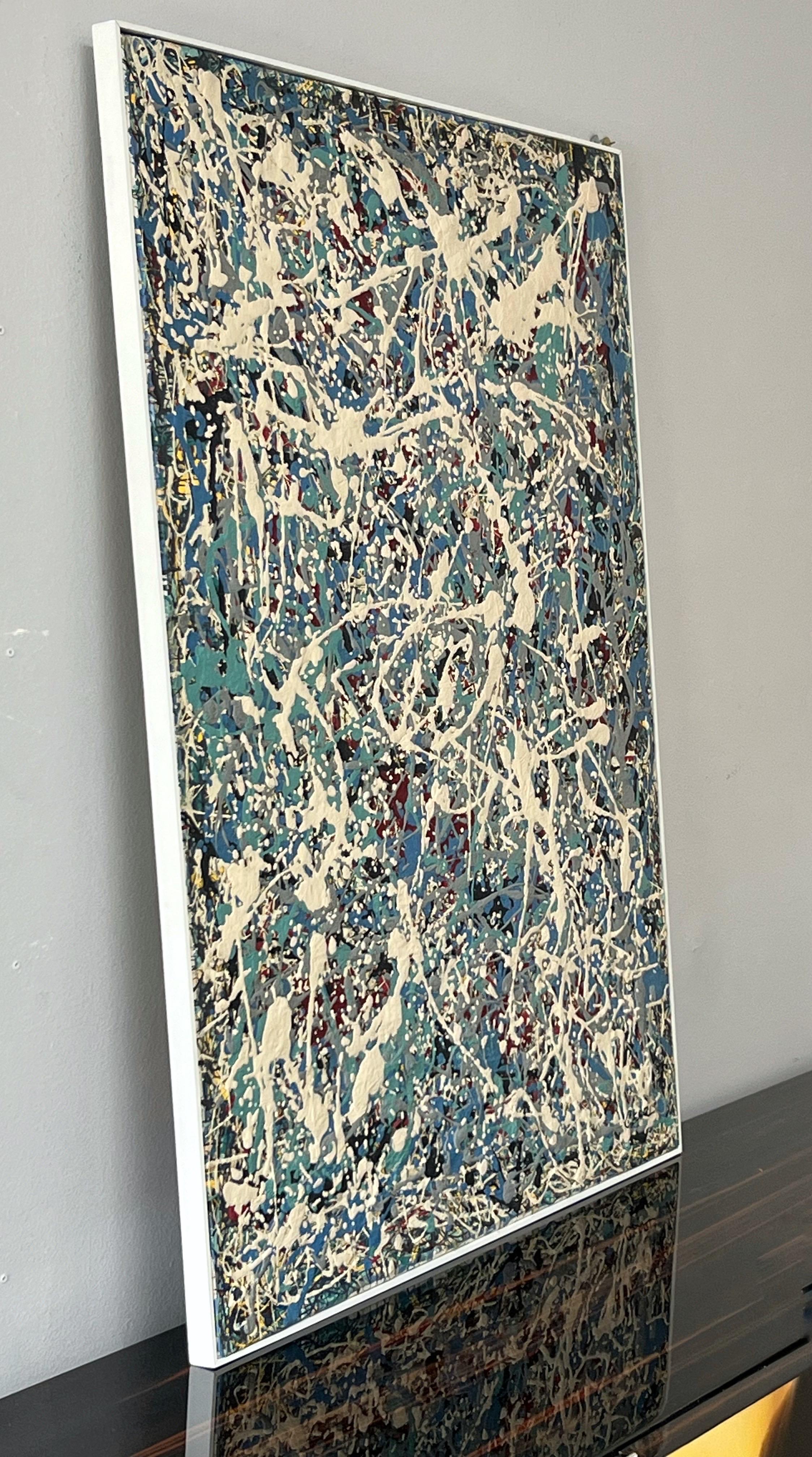 Abstract Expressionist Drip Oil Painting Manner of Jackson Pollock by C. Earl For Sale 1