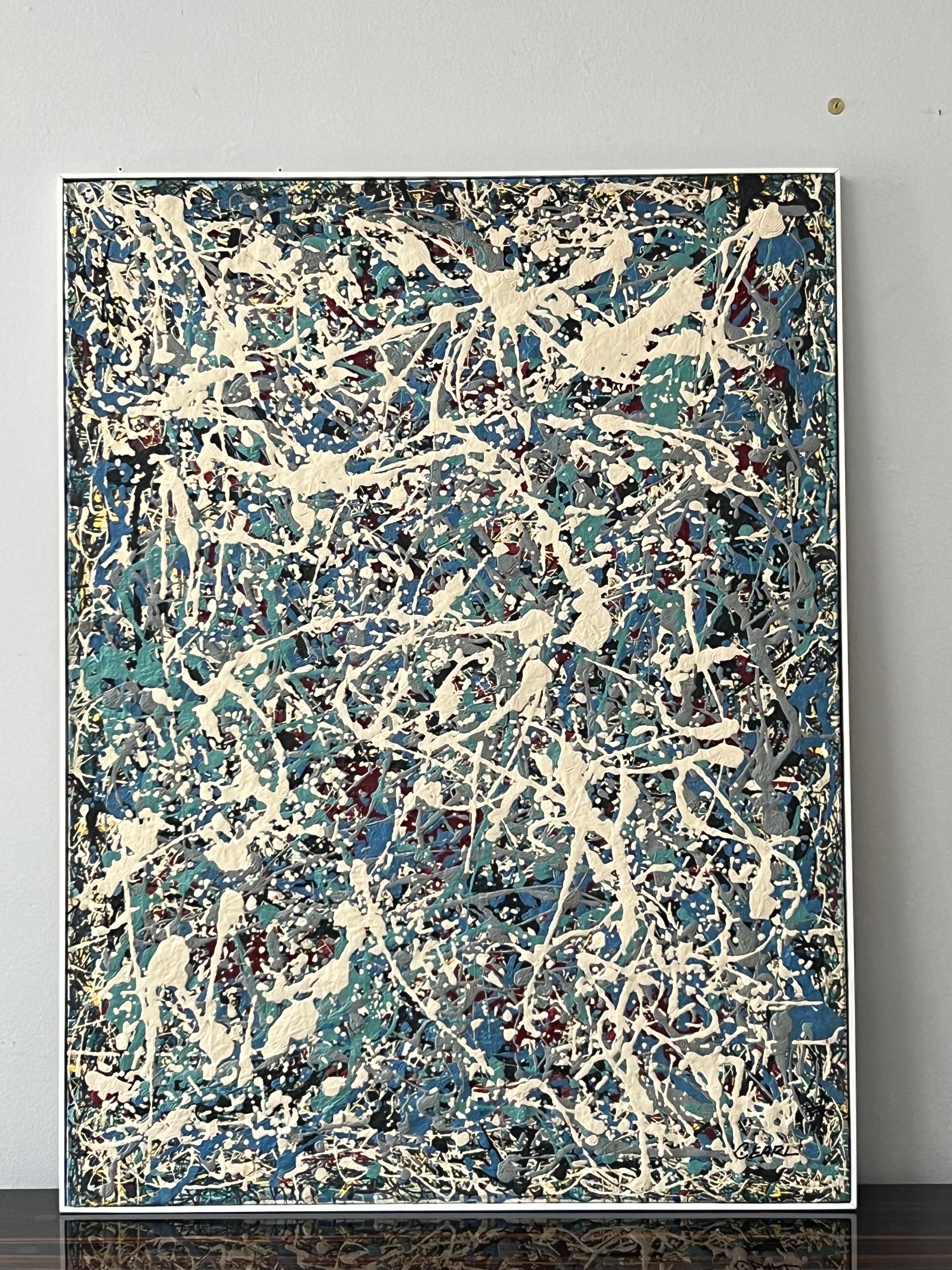 Abstrakt-expressionistisches Tropf-Ölgemälde in der Art von Jackson Pollock von C. Earl im Angebot 2