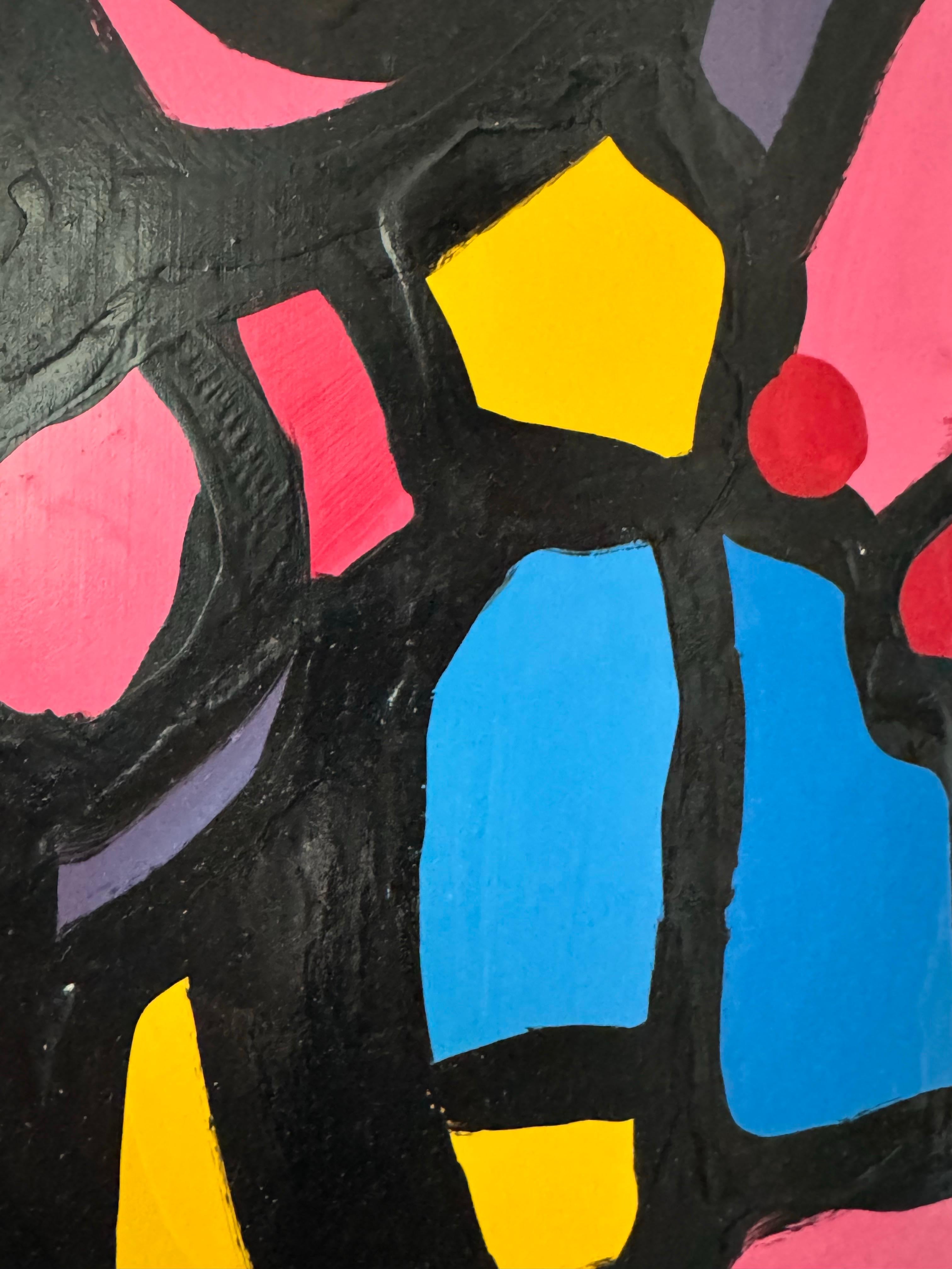 Abstraktes expressionistisches Frauenporträt in kräftigen Farben, signiert Polgini (amerikanisch) im Angebot