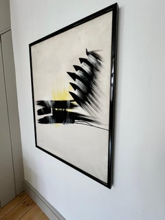 Abstract expressionist framed painting, signed. Mid to late 20th century