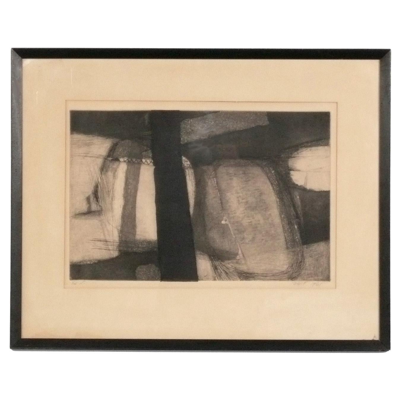 Abstract Expressionist Lithograph by Martha Zelt