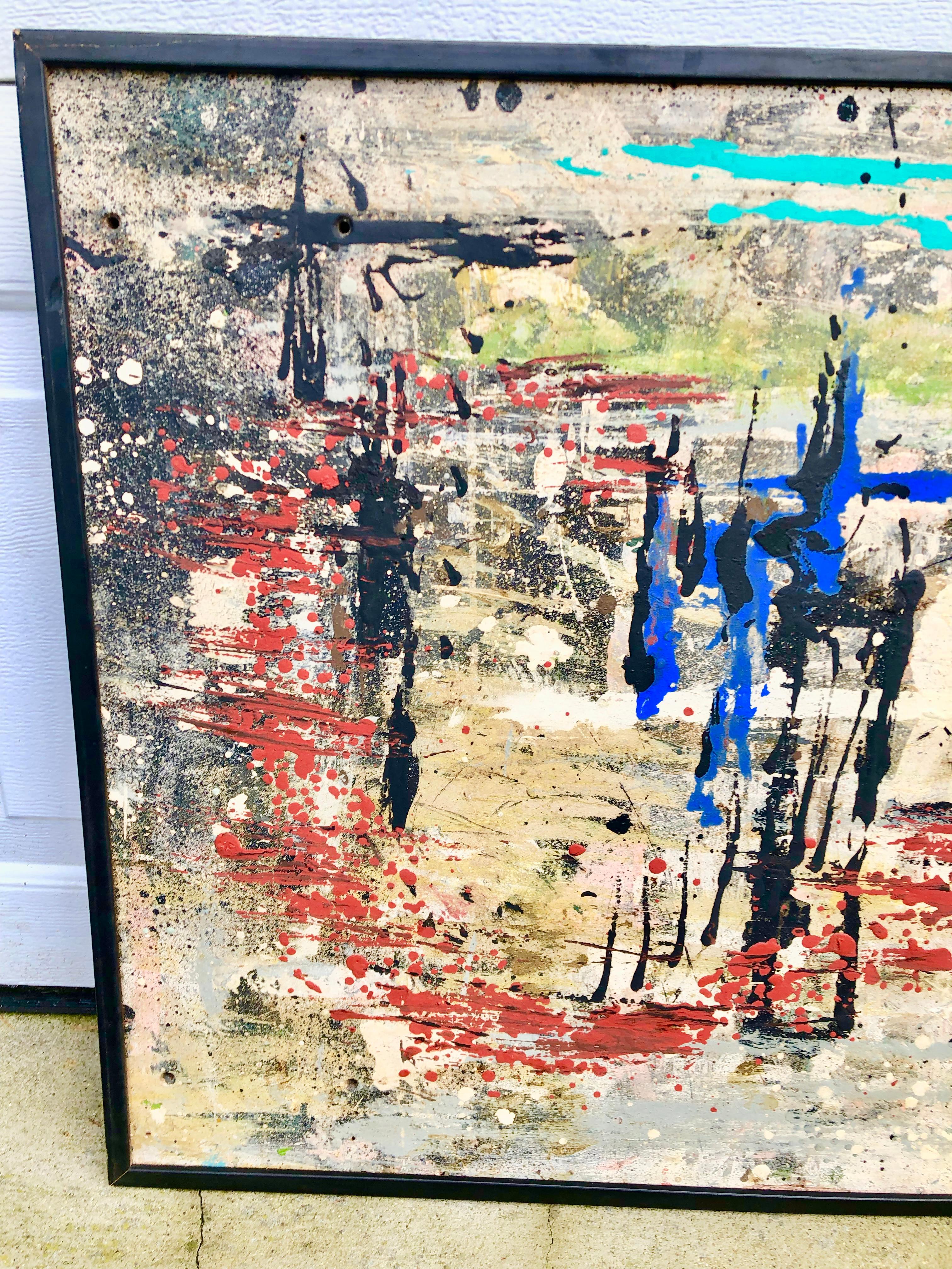 Painted Abstract Expressionist Oil on Board Two Sided Landscapes by William H Alpert For Sale
