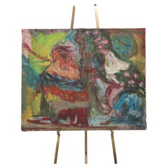 Pittura astratta espressionista a olio su tela "Questa vittima" di East Village 1986 Pittura astratta espressionista a olio su tela "Questa vittima" di East Village 1986