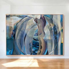 Abstract Expressionist Oil Painting, 'Africa' by Mary H., Framed Canvas, 1988