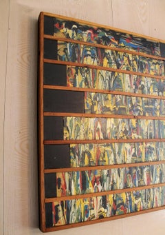 Rare Mid Century Modern Art Abstract Drip Oil Painting After Jackson Pollock 60s