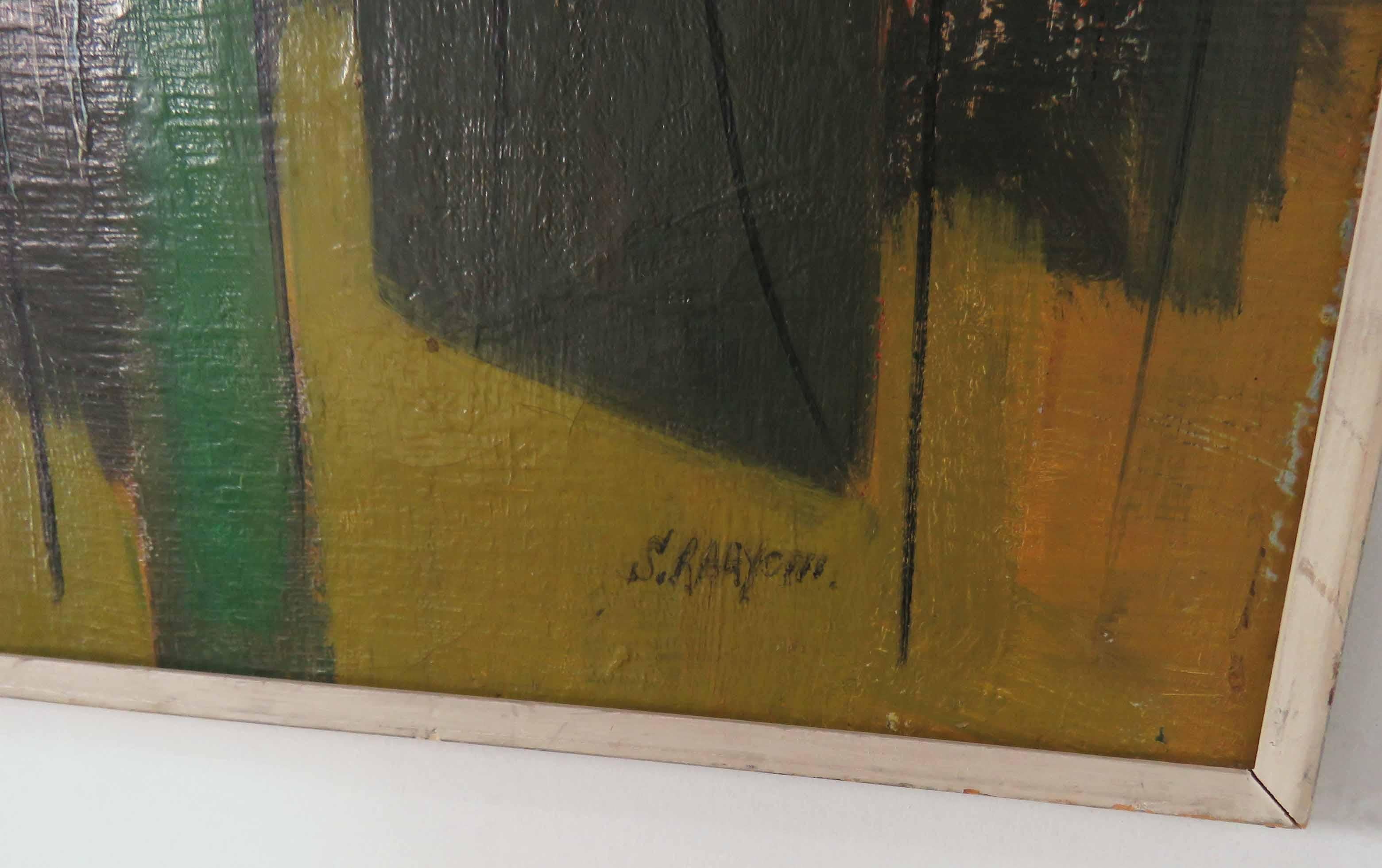 Abstract Expressionist Painting by Important Israeli Artist Shmuel Raayoni 1