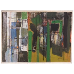 Abstract Expressionist Painting by Important Israeli Artist Shmuel Raayoni