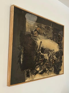 Pittura espressionista astratta di John Levee, olio su tela di lino, 1959