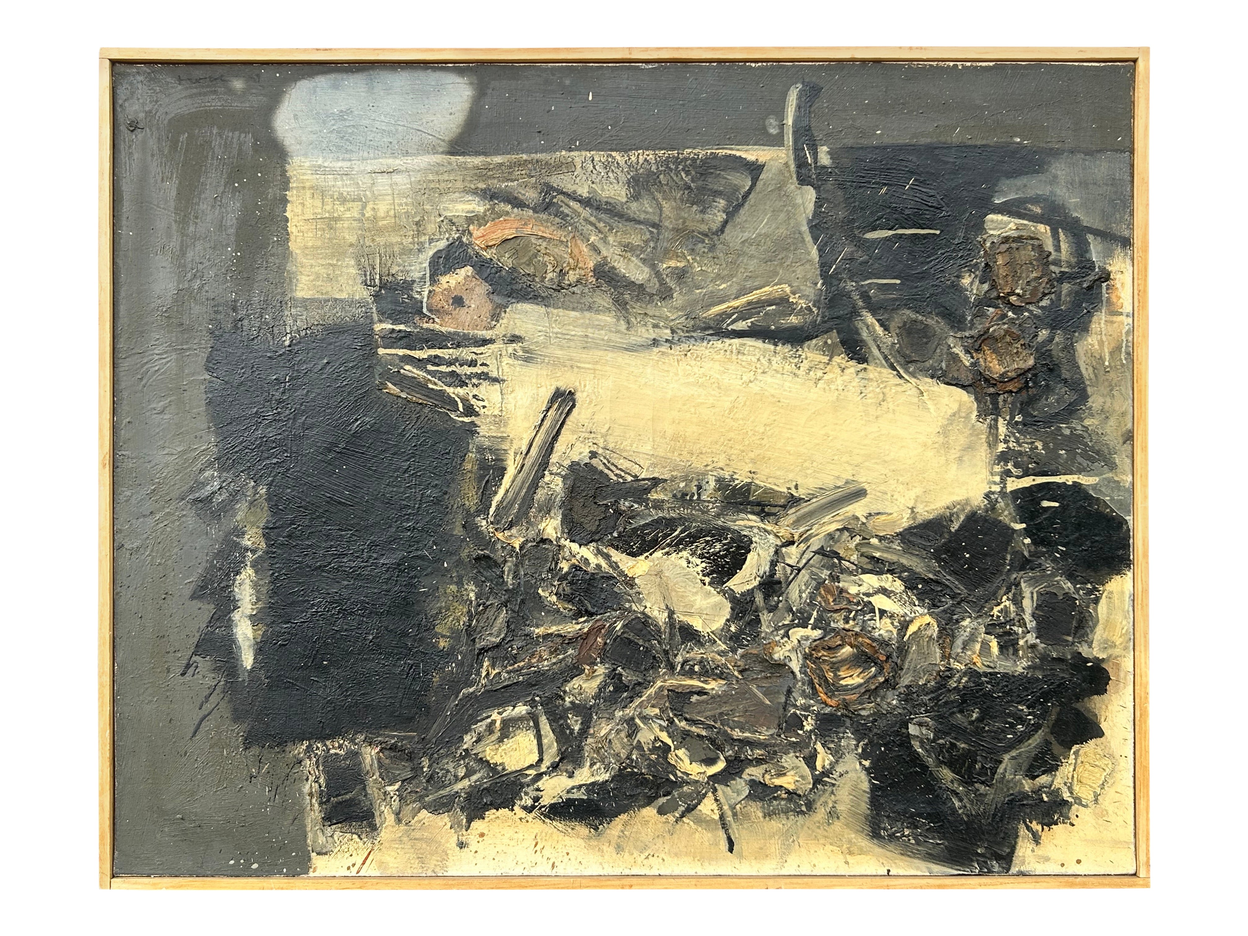 Peinture expressionniste abstraite de John Levee, huile sur toile de lin, 1959 en vente