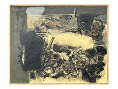 Pittura espressionista astratta di John Levee, olio su tela di lino, 1959