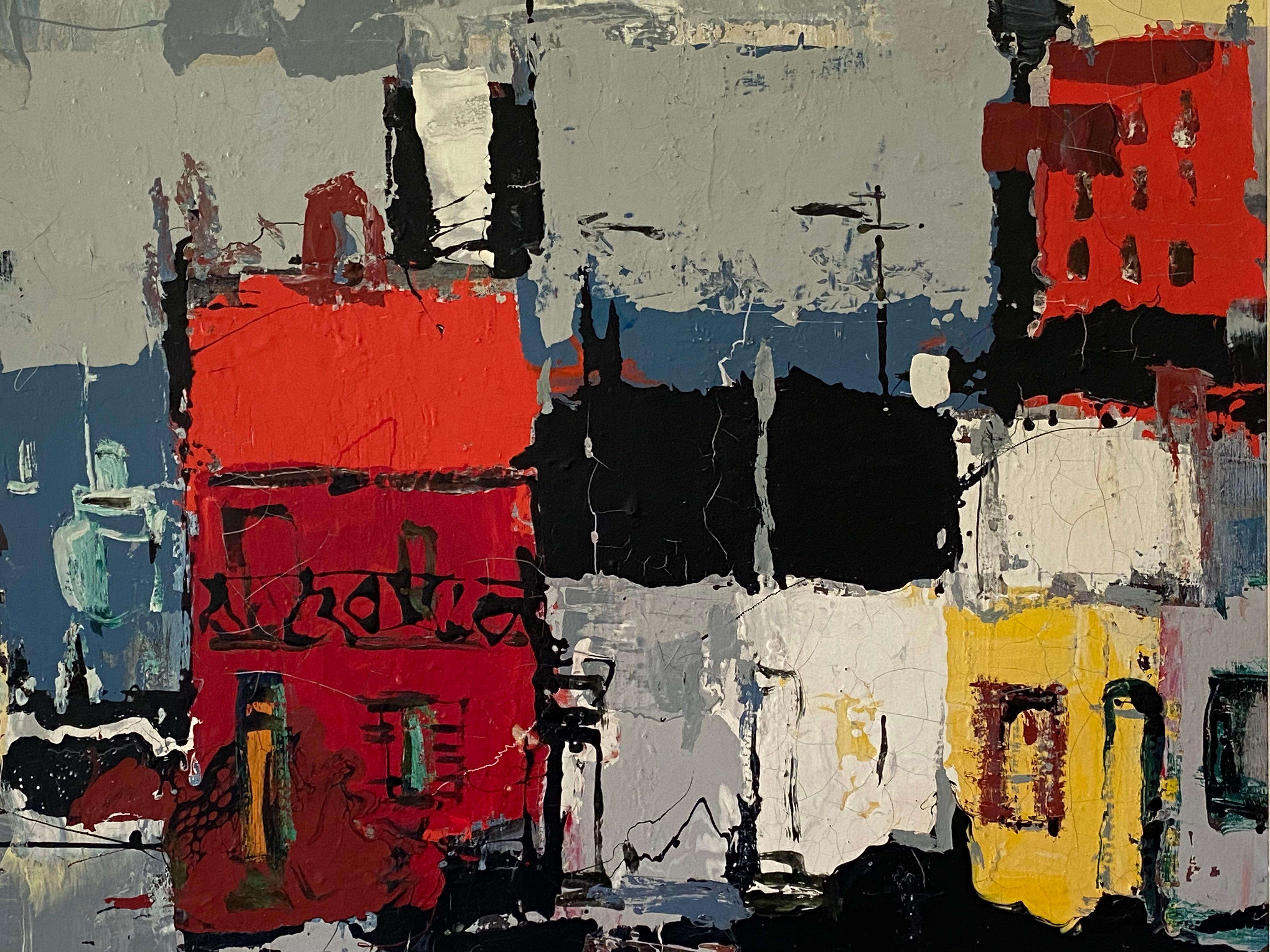 Abstract Expressionist Red Houses Sydney Signed Karlis Mednis 1966 en venta 6