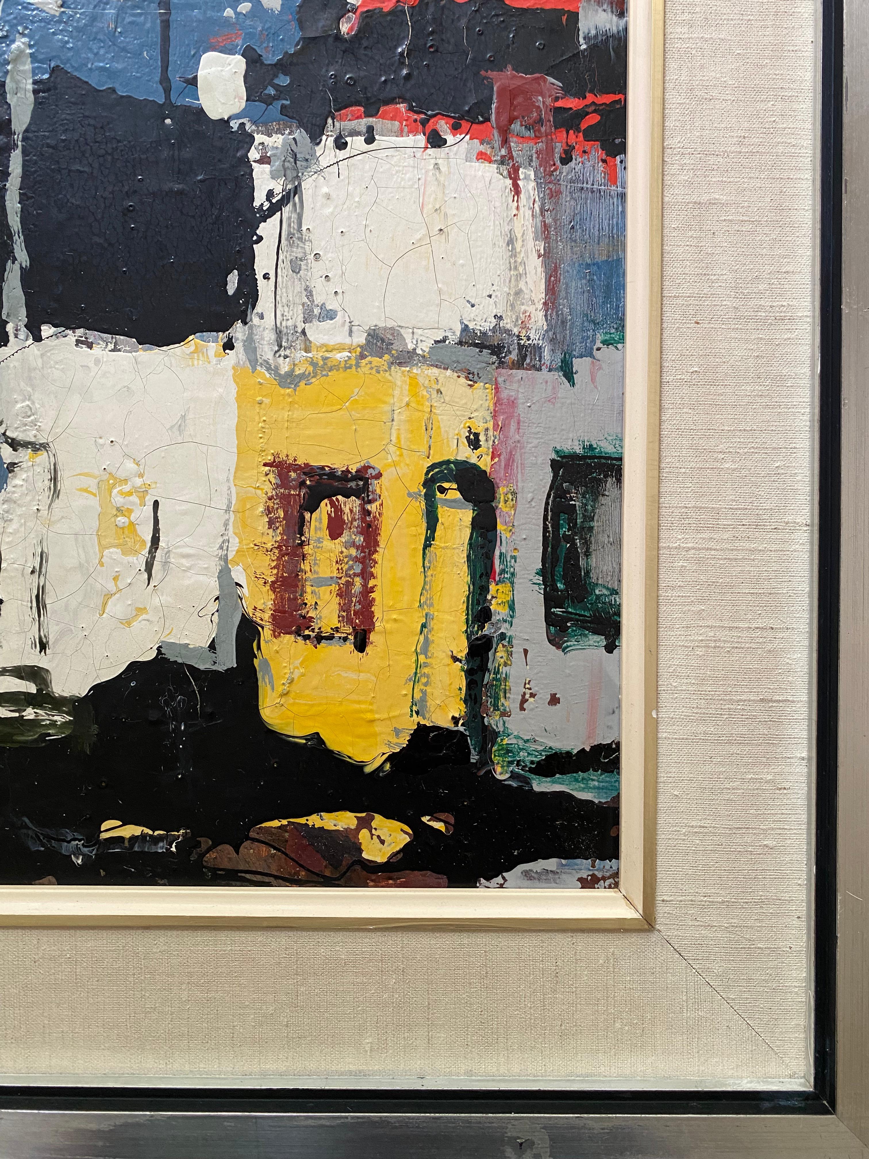Abstract Expressionist Red Houses Sydney Signed Karlis Mednis 1966 Moderno de mediados de siglo en venta