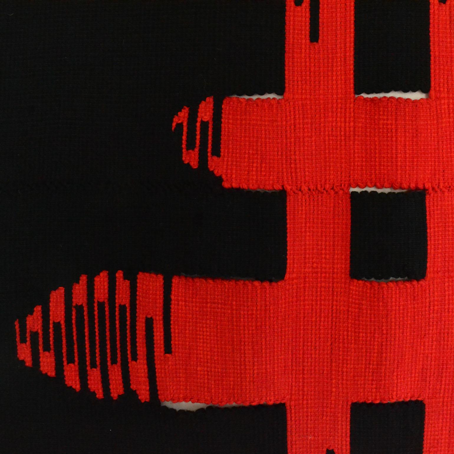 European Abstract Expressionist Tapestry by Liesbeth Wiersma in Red and Black, 1969 For Sale