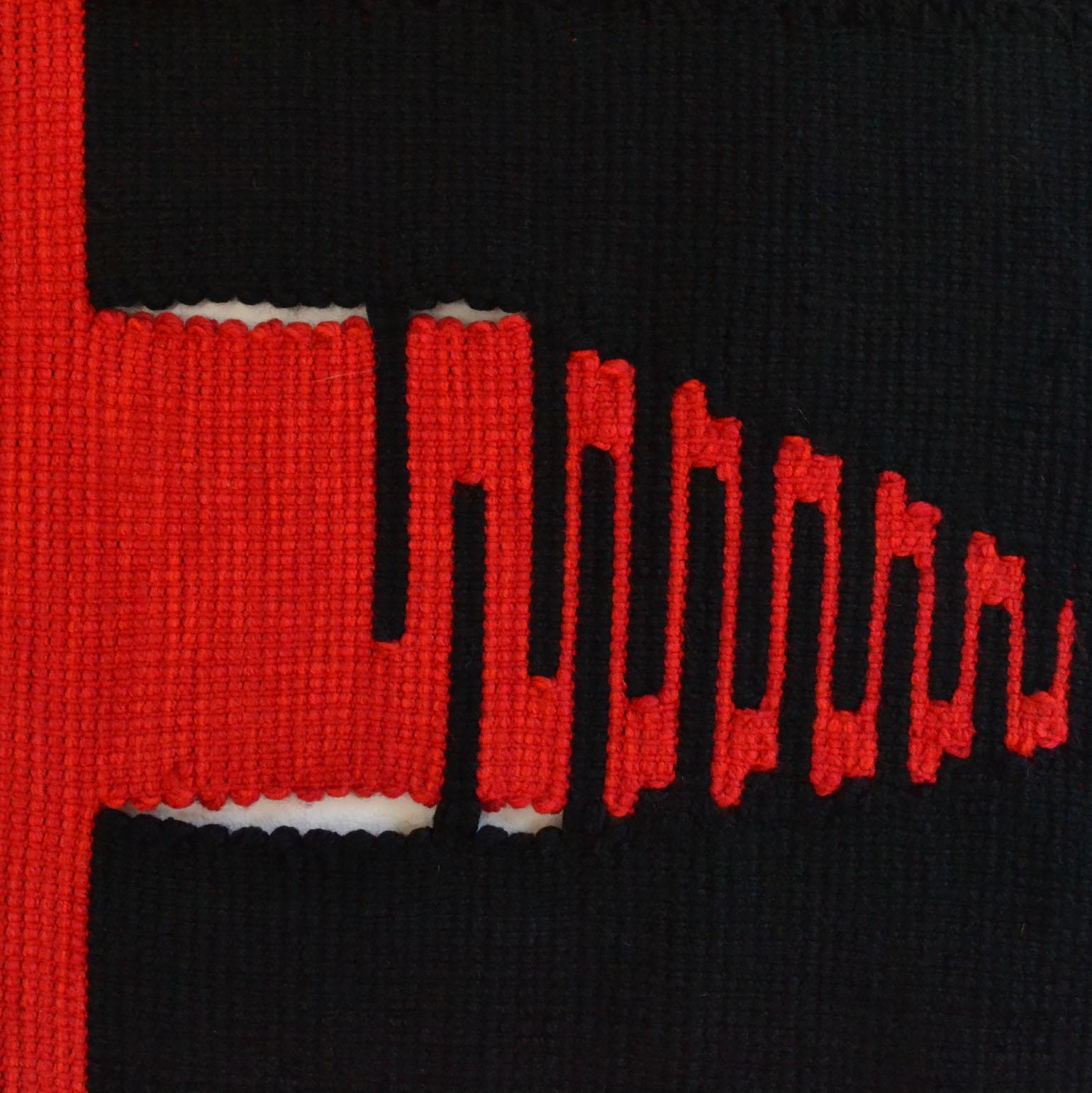 Hand-Woven Abstract Expressionist Tapestry by Liesbeth Wiersma in Red and Black, 1969 For Sale