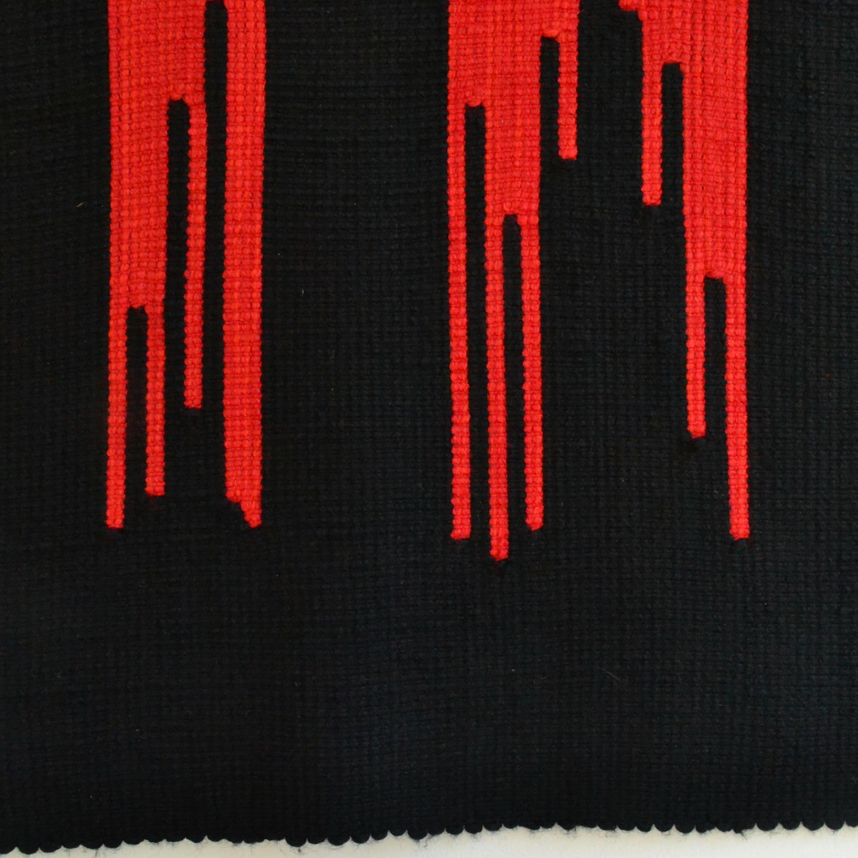 Abstract Expressionist Tapestry by Liesbeth Wiersma in Red and Black, 1969 In Excellent Condition For Sale In London, GB