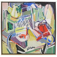 Abstract Expressionist "Telephone" Still Life Oil painting, Susan Scott, 1976
