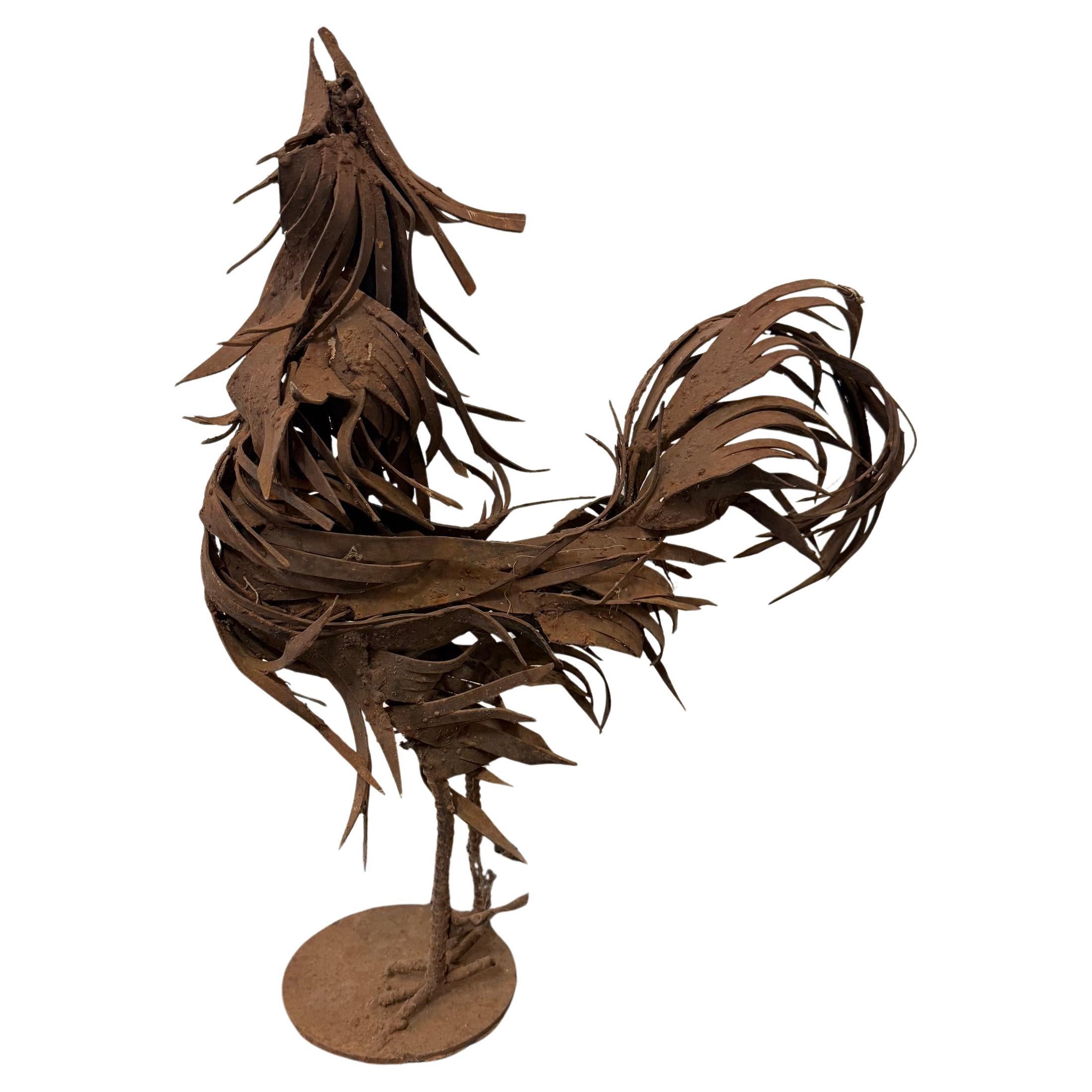 Abstract Expressionist Welded Steel Rooster Sculpture
