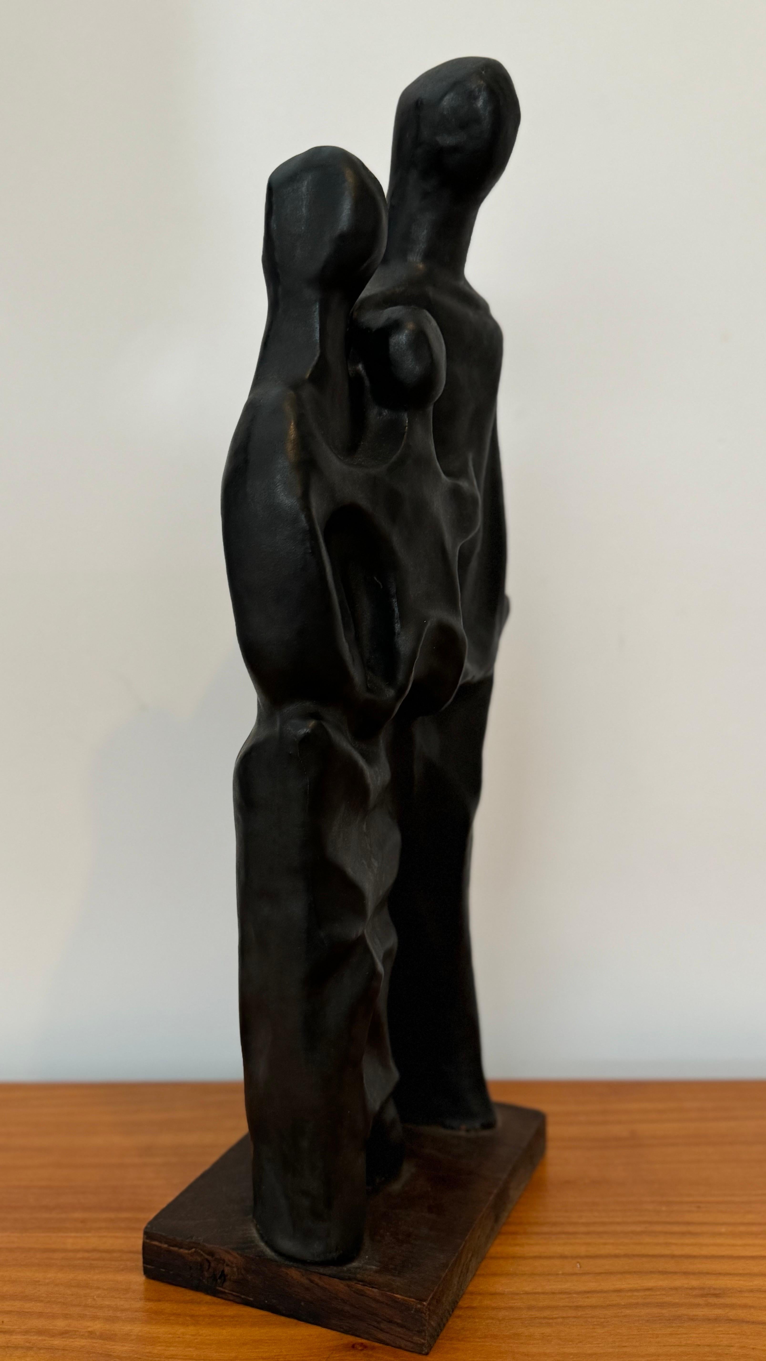 Abstract Family Sculpture in Black Glaze by Elie Van Damme, Belgium, 1960s For Sale 3