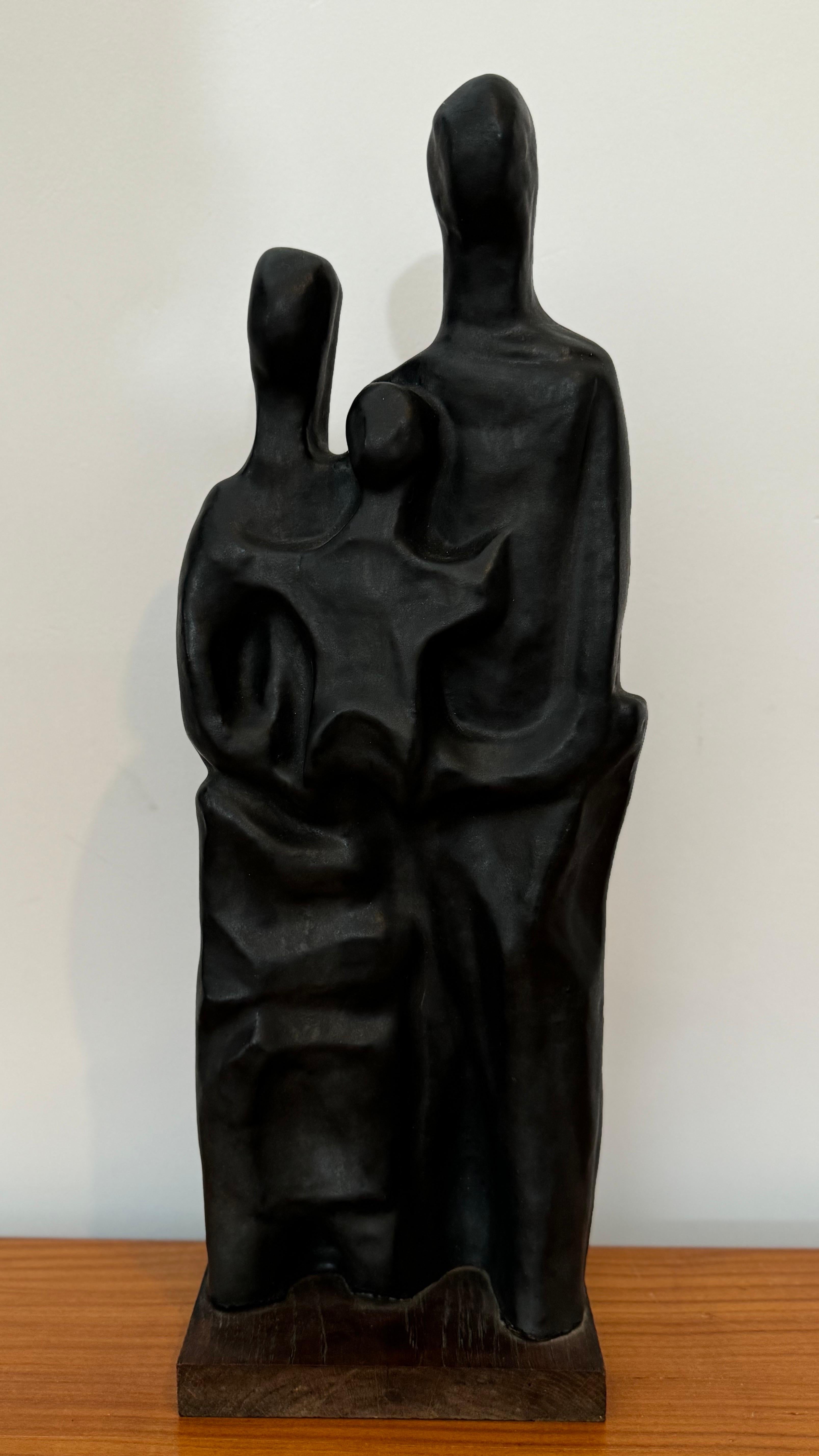 Abstract Family Sculpture in Black Glaze by Elie Van Damme, Belgium, 1960s For Sale 6