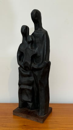 Abstract Family Sculpture in Black Glaze by Elie Van Damme, Belgium, 1960s