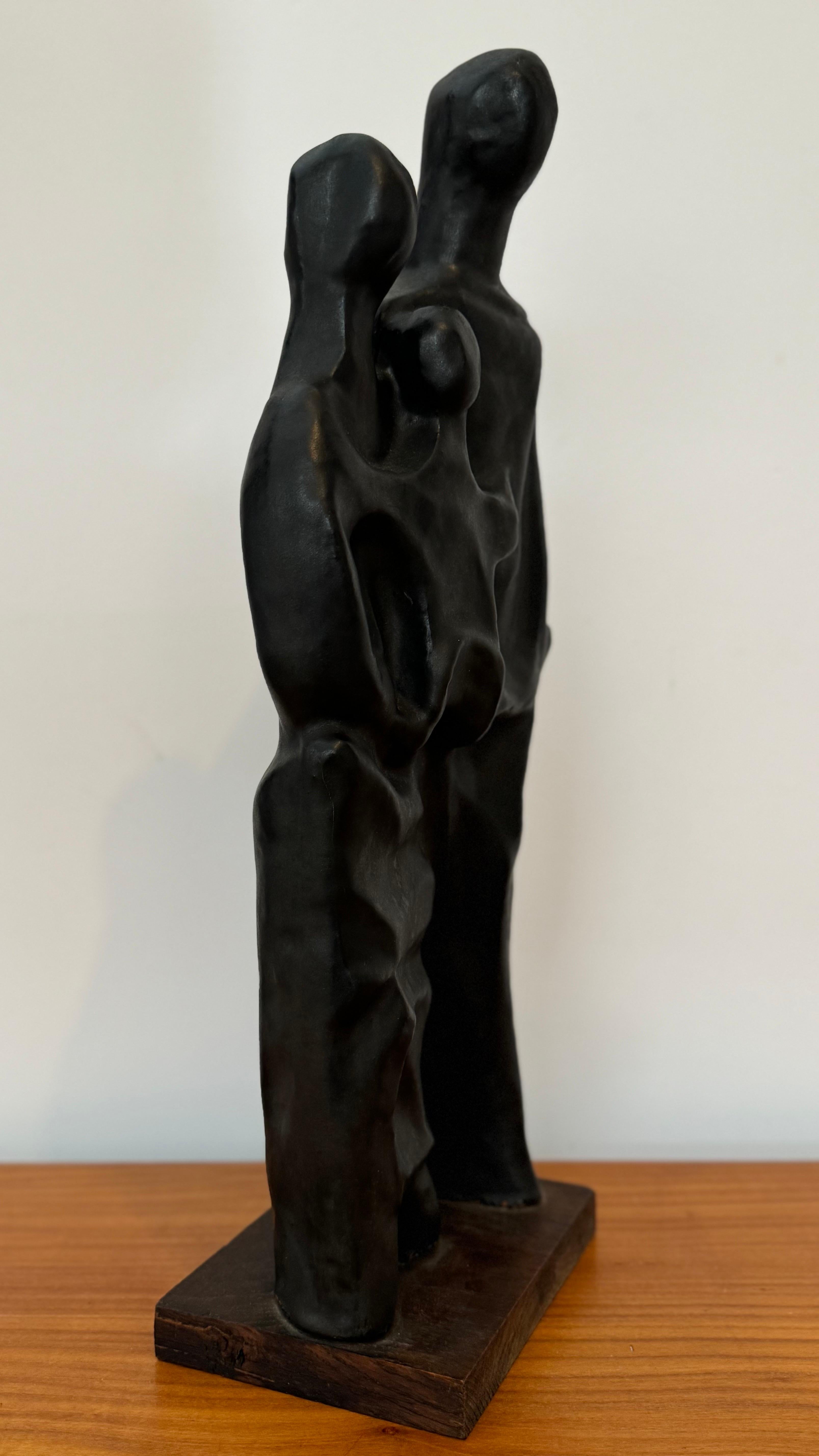 Abstract Family Sculpture in Black Glaze by Elie Van Damme, Belgium, 1960s For Sale 1