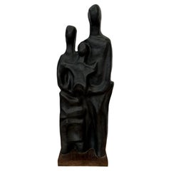 Abstrakte Familienskulptur in schwarzer Glasur von Elie Van Damme, Belgien, 1960er Jahre