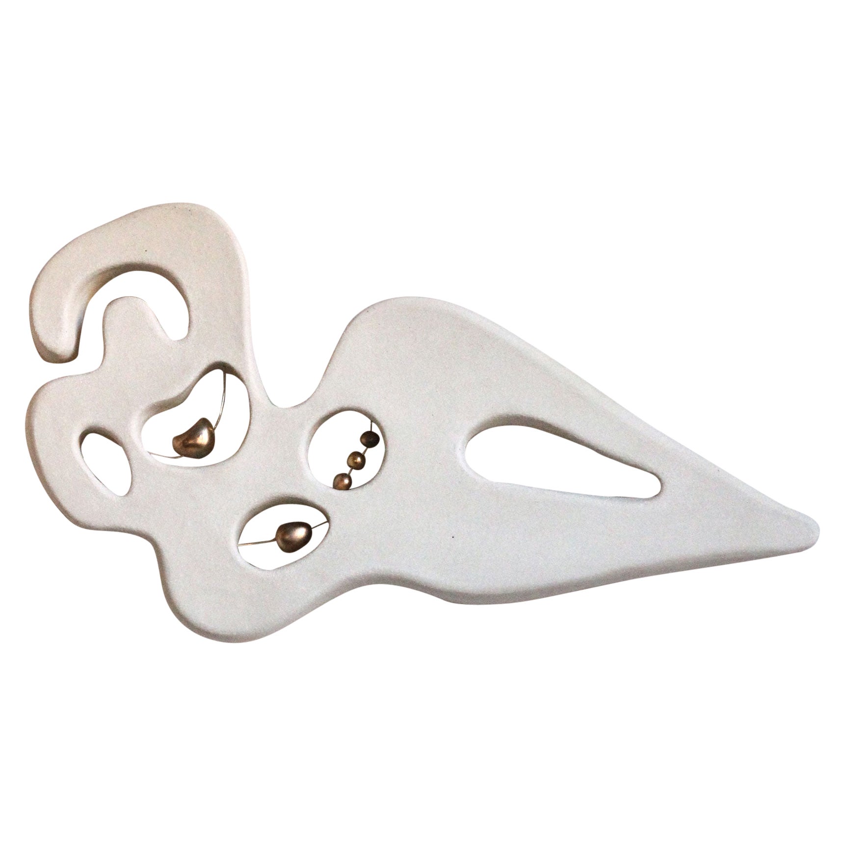 Abstract Female Ceramic Wall Sculpture With Gold Lustre, “Lady Lay” by Miyelle For Sale