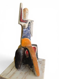 Abstrakte Frauenfigur aus bemalter Keramik von Alfredo Lanz, Italien, 1970er Jahre