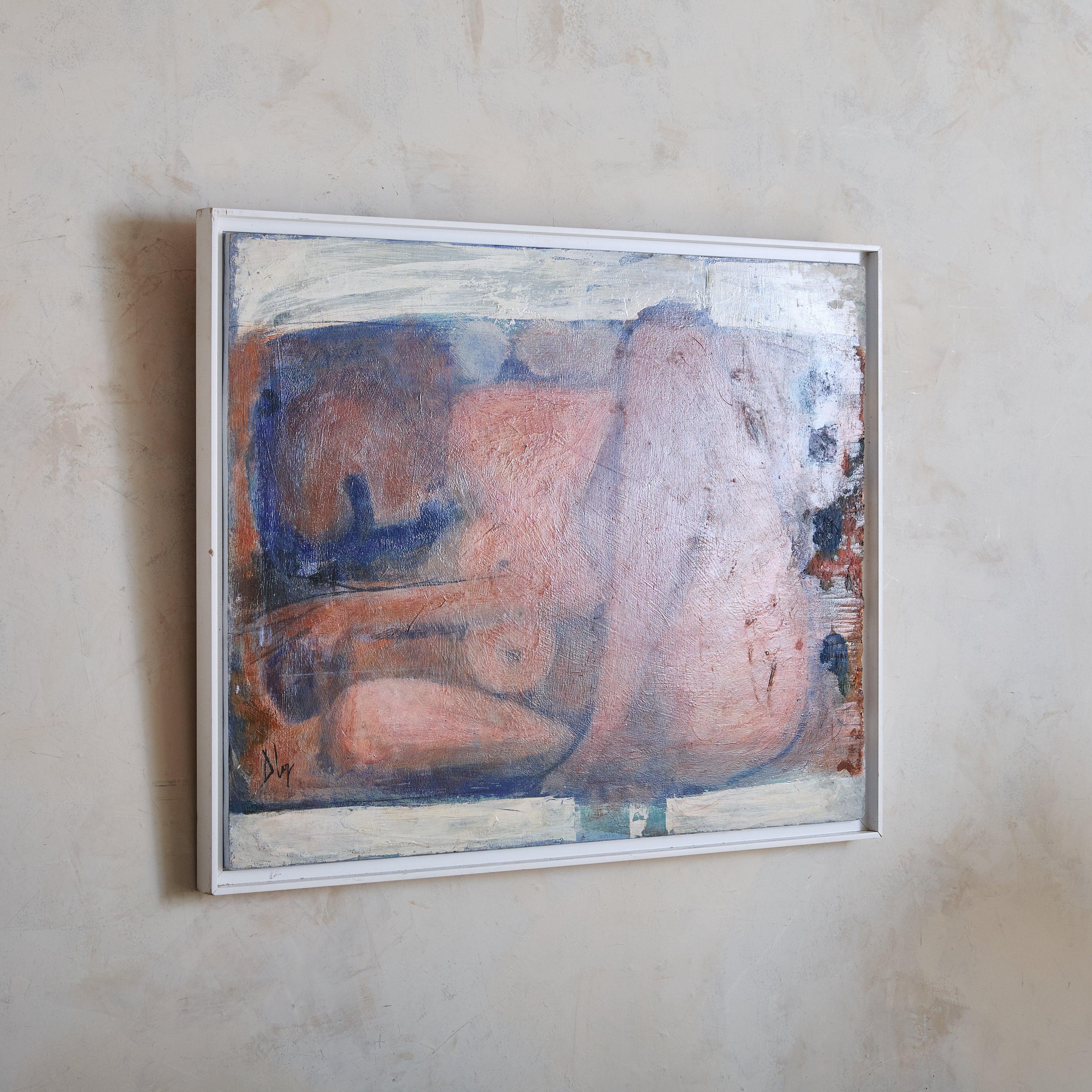 Abstrakte weibliche Form, Acrylgemälde mit weißem Rahmen, 1960er Jahre (Moderne der Mitte des Jahrhunderts) im Angebot