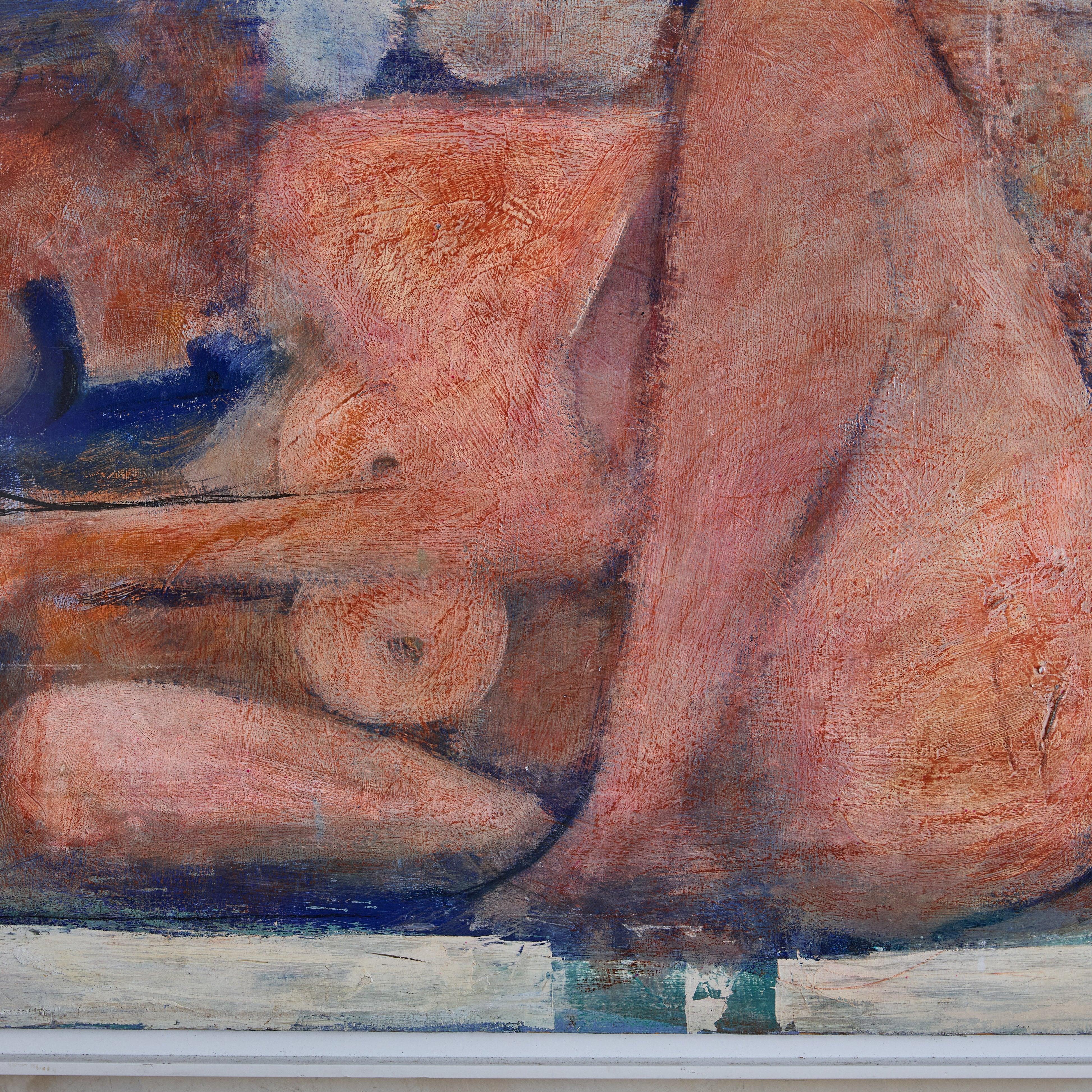 Abstrakte weibliche Form, Acrylgemälde mit weißem Rahmen, 1960er Jahre im Angebot 2