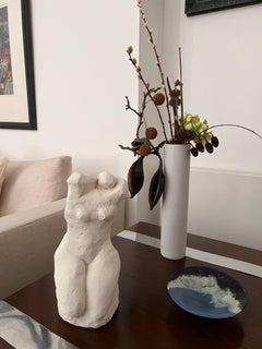 Abstract Female Torso Sculpture - Handcrafted Plaster Art - One of a Kind